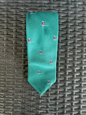Alynn Neckwear Green Golfer Novelty Tie Golf Player Print Vintage 1982 USA